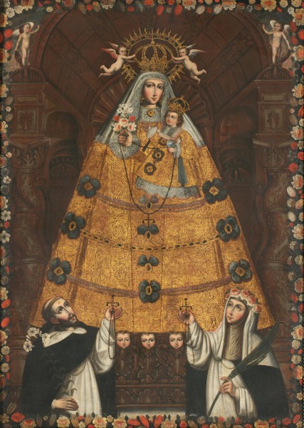 Anonymous Cusco School - Our Lady of the Rosary with Saint Dominic and Saint Rose - Google Art Project