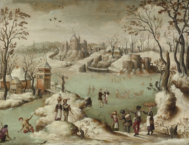 Attributed to Abel Grimmer A Winter Townscape with Figures