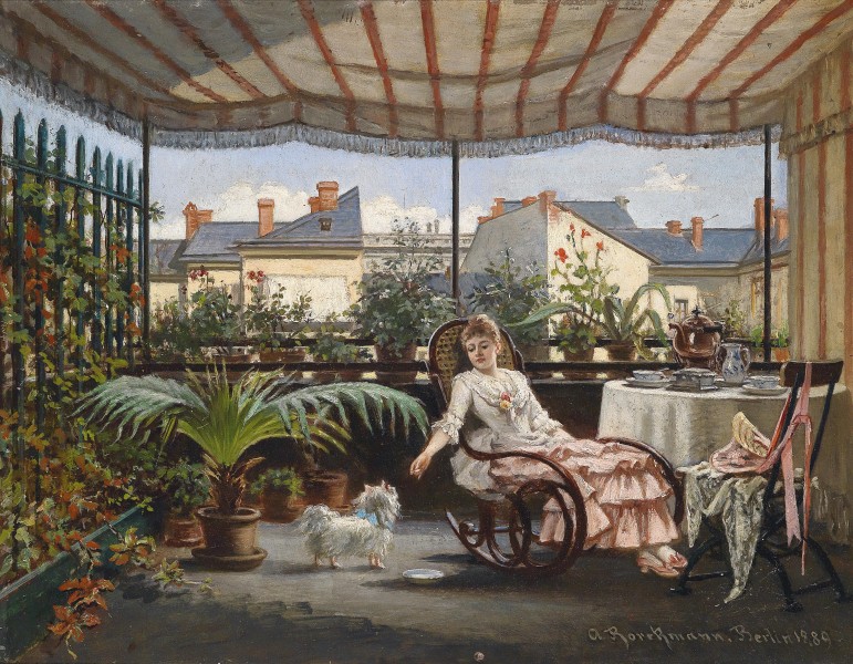 August Borckmann Teestunde auf der Veranda 1889