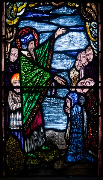 Ballinasloe St. Michael's Church South Aisle Fifth Window Sts Patrick and Rose of Lima by Harry Clarke Detail Patrick Preaching to His Disciples 2010 09 15