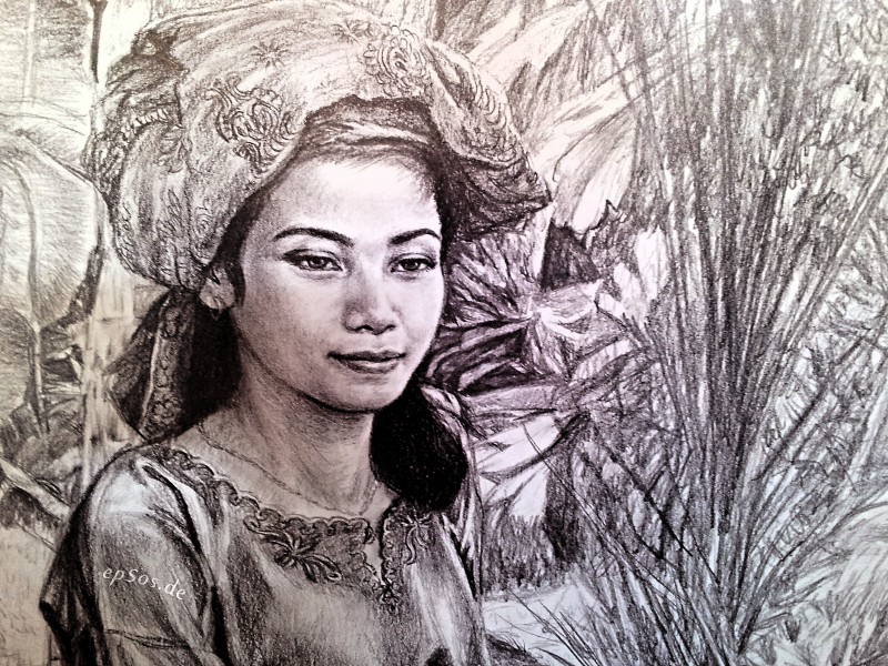 Beautiful Indonesian Woman Drawing