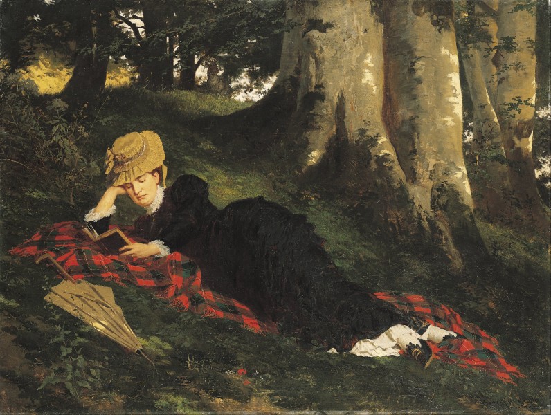 Benczúr, Gyula - Woman Reading in a Forest - Google Art Project