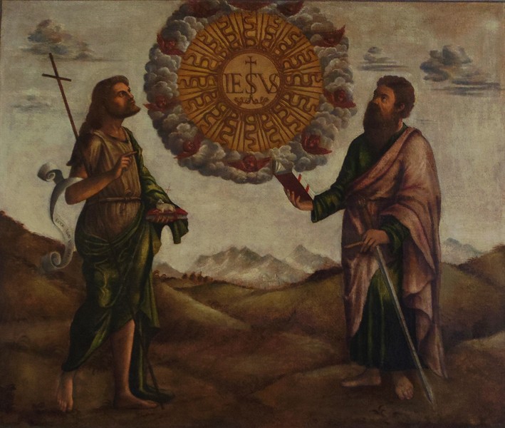 Benedetto Carpaccio - Adorazione del nome di Gesù tra San Giovanni Battista e San Paolo