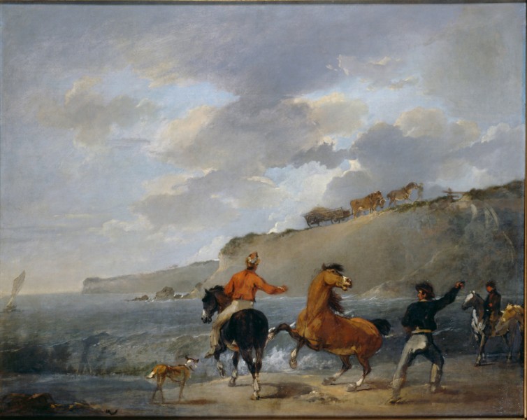 Bourgeois, Sir Peter Francis - Sea Shore with Rearing Horse - Google Art Project