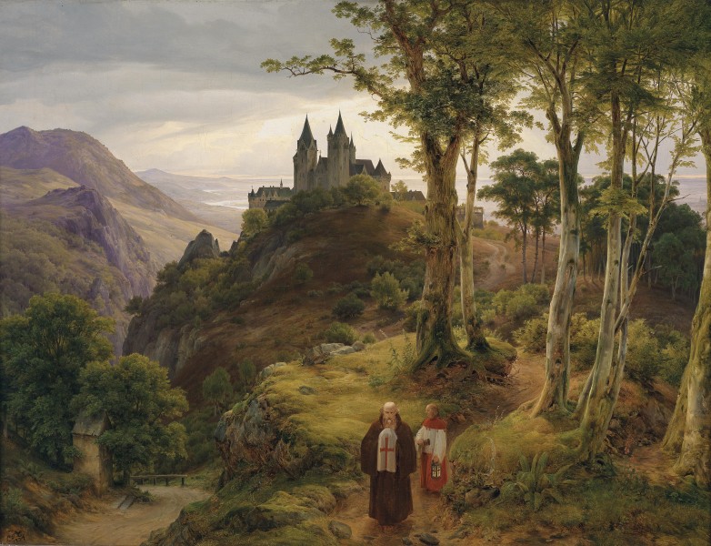 Carl Friedrich Lessing Romantische Landschaft mit Klosteranlage