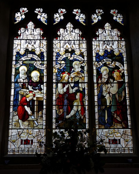 Castle Hedingham, St Nicholas' Church, Essex England, stained glass window south chapel