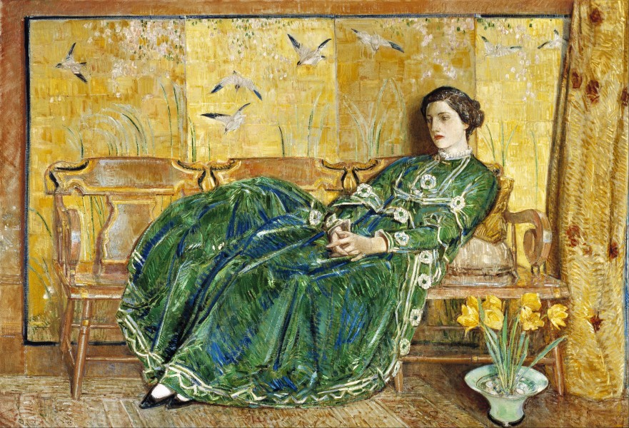 Childe Hassam - April - (The Green Gown) - Google Art Project