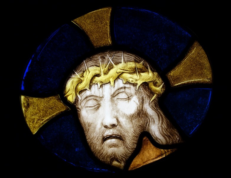 Christ's Head with Crown of Thorns, Leuven, c. 1525, stained glass - Museum M - Leuven, Belgium - DSC05023