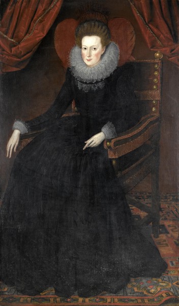 Circle of William LarkinPortrait of a Seated Lady in a Black Dress
