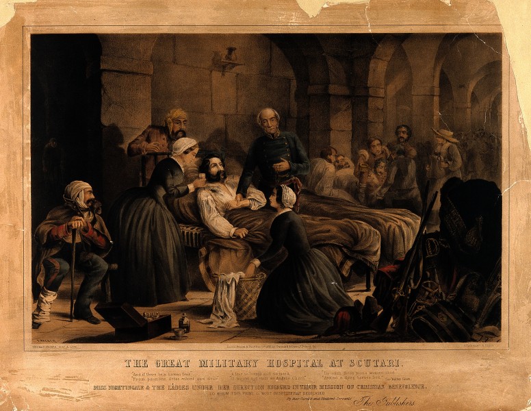 Crimean War; Florence Nightingale and her staff nursing a pa Wellcome V0015790