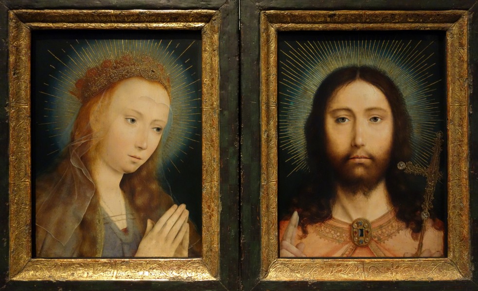 Diptych with Christ as Salvator Mundi and Mary Praying, by Quinten Massijs I, date unknown - Museum M - Leuven, Belgium - DSC05218