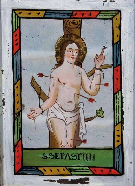 Dominikus Gastl Heiliger Sebastian Hinterglasbild