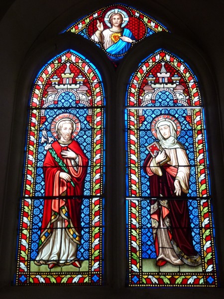 Dommery (Ardennes) église, vitraux St.Joseph, Ste Anne, Sacré Coeur