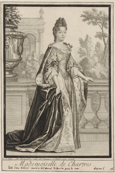 Drawing of Louise Diane d'Orléans, Mademoiselle de Chartres