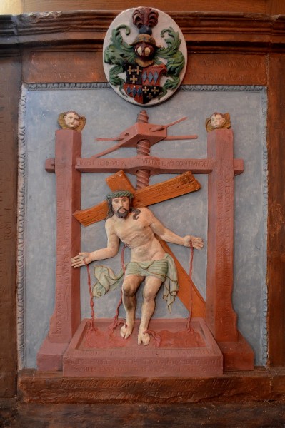Ediger-Eller, Krúskapel (Kreuzkapelle); stienreliëf 'Kristus yn de Wynparse'