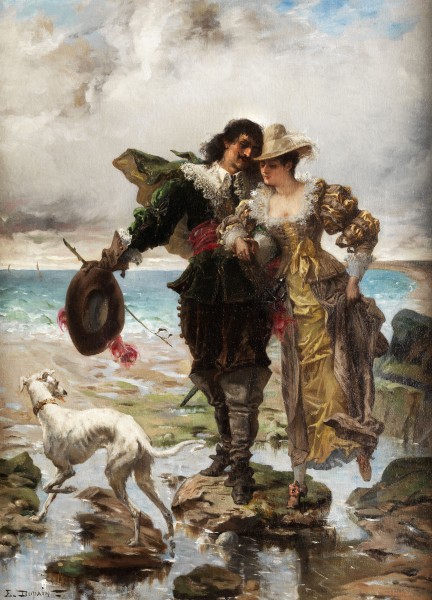 Edmond Louis Dupain Romantische Szene am Meer