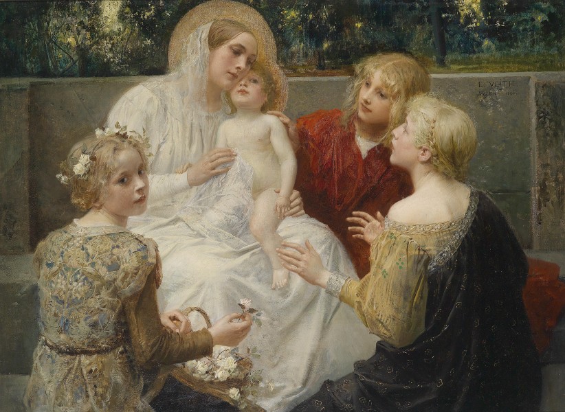 Eduard Veith Madonna mit Jesus umgeben von Kindern 1896