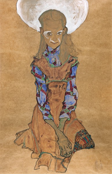 Egon Schiele - Sitzendes Mädchen (Poldi Lodzinsky)