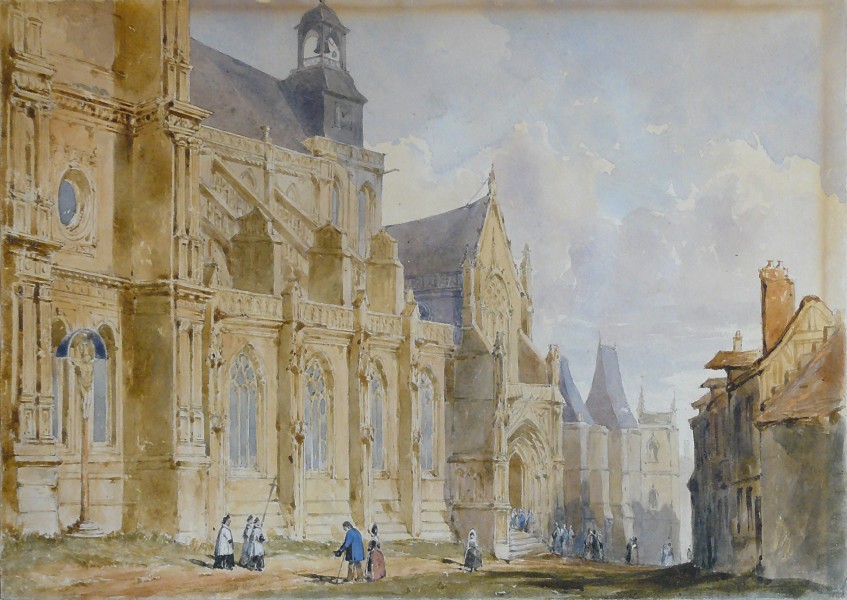 English school, 19th Century - Watercolor - Gisors, Normandie, au 19ème siècle - 25.6x36.2cm