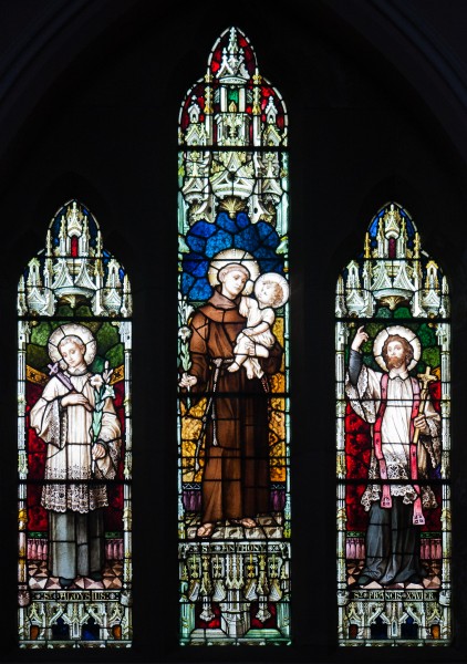 Enniskillen St. Michael's Church West Aisle Window 03 Saints Aloysius, Anthony, and Francis Xavier 2012 09 17