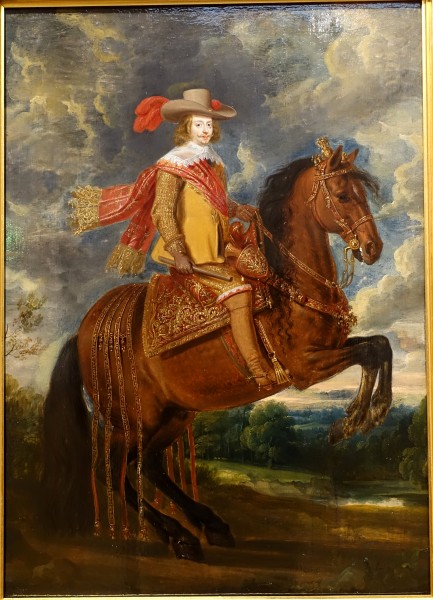 Equestrian portrait of Cardinal Infante Ferdinand of Austria, by Antoine-Francois van der Meulen, oil on wood - Villa Vauban - Luxembourg City - DSC06479