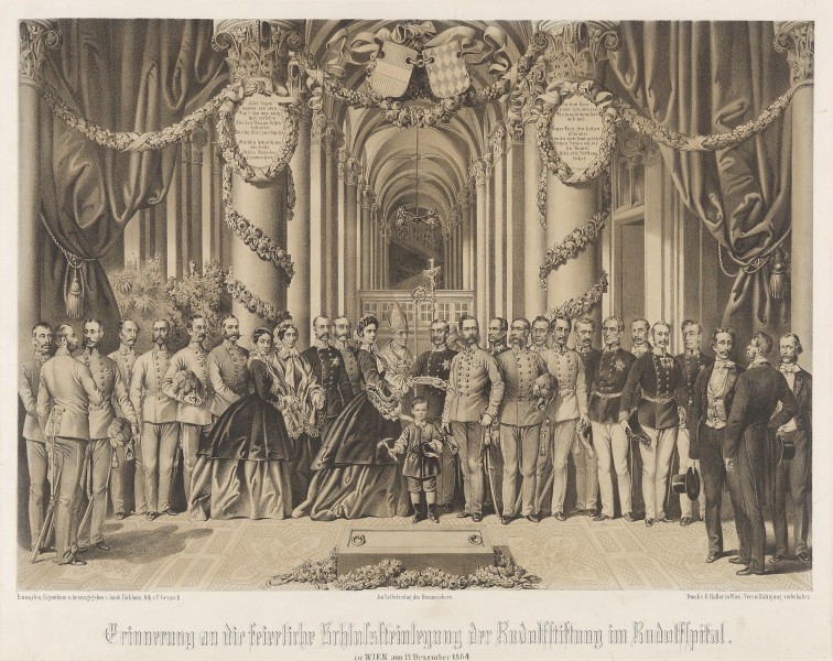 Erinnerung an die feierliche Schlußsteinlegung der Rudolfstiftung im Rudolfspital 1864