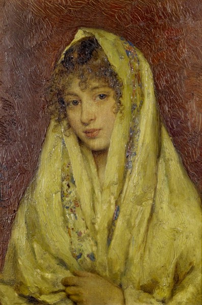 Eugene de Blaas Girl in a yellow shawl