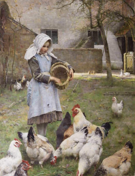 Feeding the chickens, by Walter Frederick Osborne