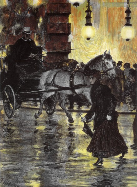 Franz Skarbina Friedrichstraße an einem regnerischen Abend 1902