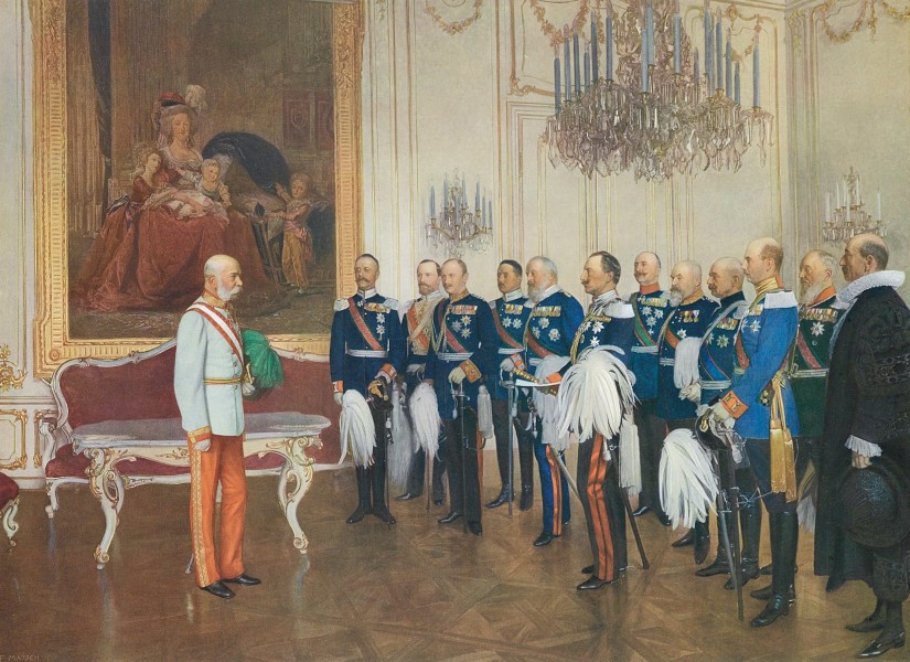 Franz von Matsch Die deutsches Bundesfürsten huldigen Kaiser Franz Joseph