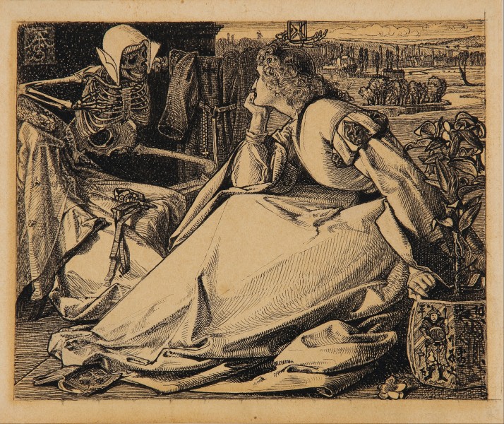 Frederick A. Sandys - Until her death - preparatory drawing for 'Good Words' - Google Art Project
