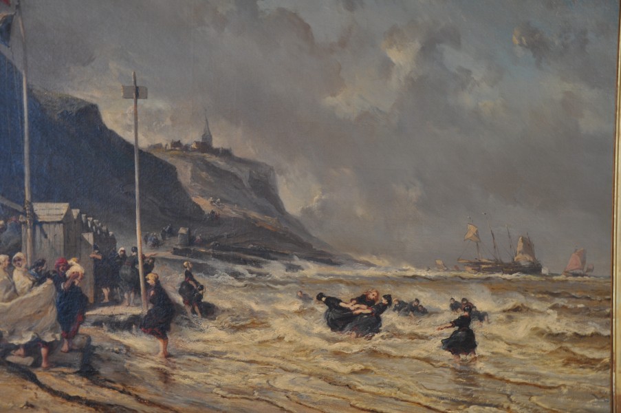 Granville, beach, painting by Isabey Eugène,1863