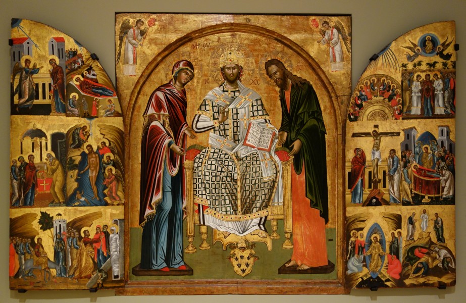 Great Deesis with the Twelve Feasts of the Church, Greco-Byzantine, c. 1540-1549, tempera and gilt on panel - Chazen Museum of Art - DSC01943