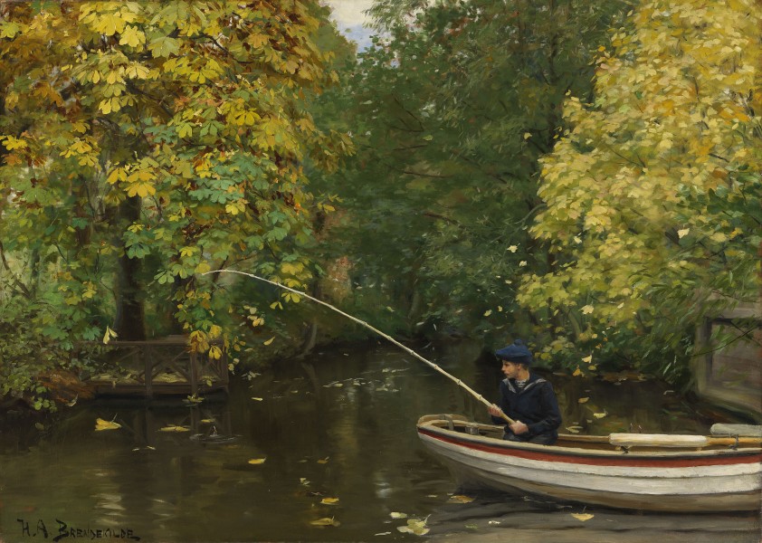 H. A. Brendekilde - Fishing Boy (1890s)