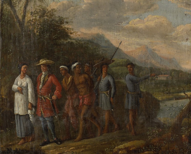 Hollandse koopman met slaven in heuvellandschap Rijksmuseum SK-A-4988