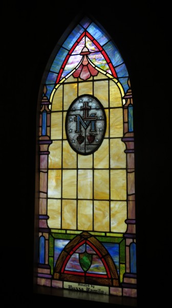 Holy Family Catholic Church (North Baltimore, Ohio) - stained glass, Miraculous Medal 2