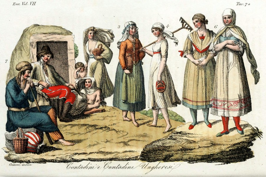 Hungarian traditional costumes, Illustration for Il costume antico e moderno by Giulio Ferrario 1831 (12)