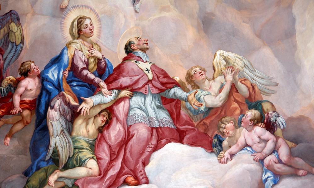 Intercession of Charles Borromeo supported by the Virgin Mary - Detail Rottmayr Fresco - Karlskirche - Vienna