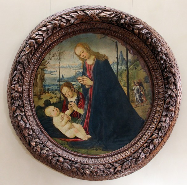 Jacopo del sellaio, madonna col bambino e san giovannino, ve