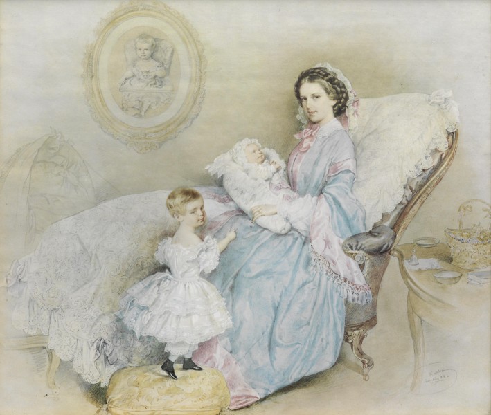 Josef Kriehuber Kaiserin Elisabeth mit ihren Kindern 1858