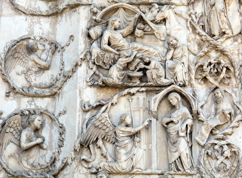 Lorenzo maitani e aiuti, scene bibliche 3 (1320-30) 06 annunciazione natività