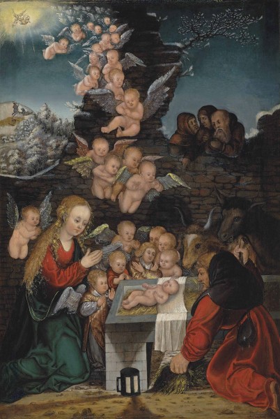 Lucas Cranach d.Ä. (Werkst.) - Die Geburt Christi (Nr.103A)