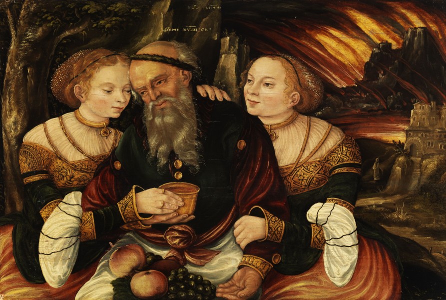 Lucas Cranach d.J. (Werkst.) - Lot und seine Töchter