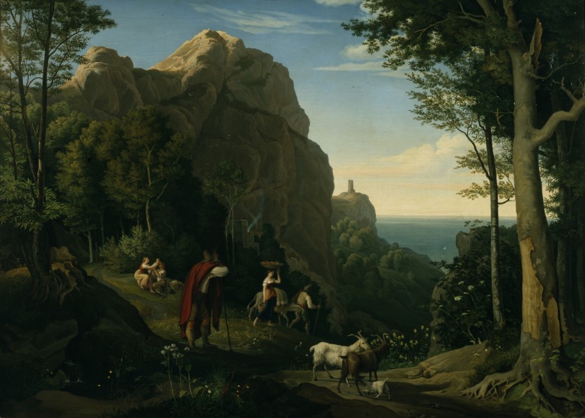 Ludwig Adrian Richter - Tal bei Amalfi mit Aussicht auf die Bucht von Salerno (1826)