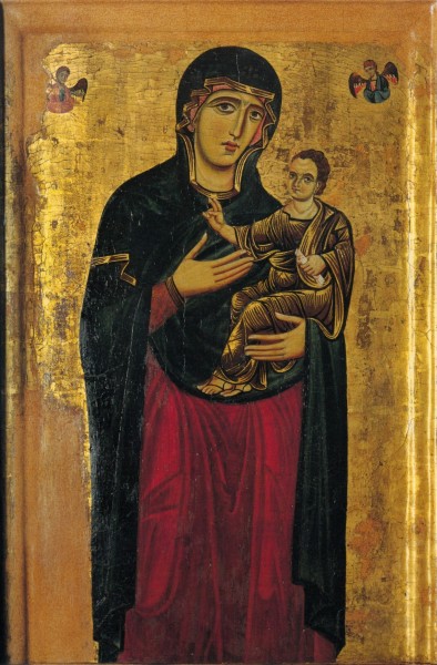 Madonna stante col bambino t due angeli, 1240-50, Peccioli, Prepositura di San Verano
