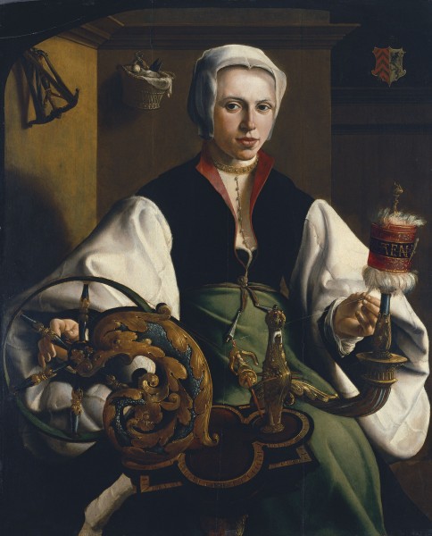 Maerten van Heemskerck - Portrait of a Lady spinning (Museo Thyssen-Bornemisza)
