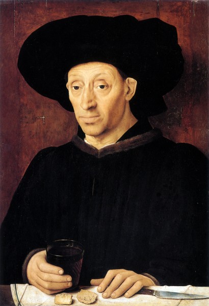 Mann mit Weinglas - Gemälde um 1460