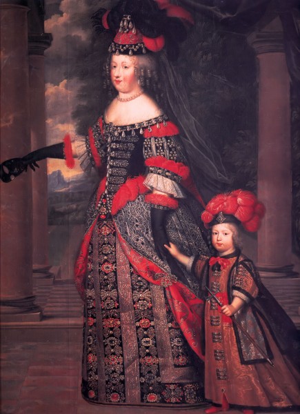 Maria Theresa Wife of Louis XIV, with Her Son the Dauphin Louis of France, Pierre Mignard (1661)