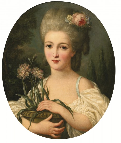 Marie-Victoire Lemoine (attr) Portrait of a girl holding a flower pot