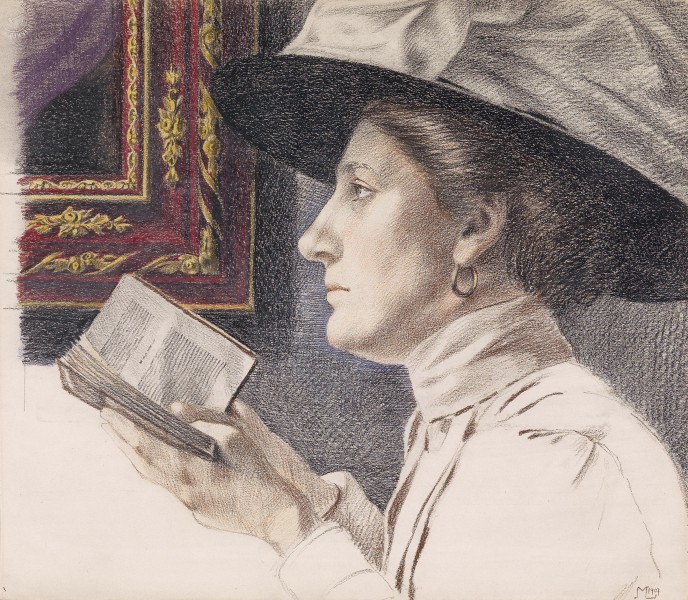 Maximilian Liebenwein Porträt einer Dame ein Buch lesend
